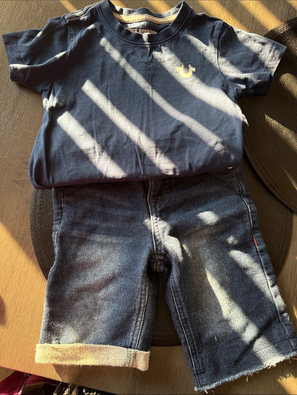 True Religion Navy Tee with Yellow Logo
